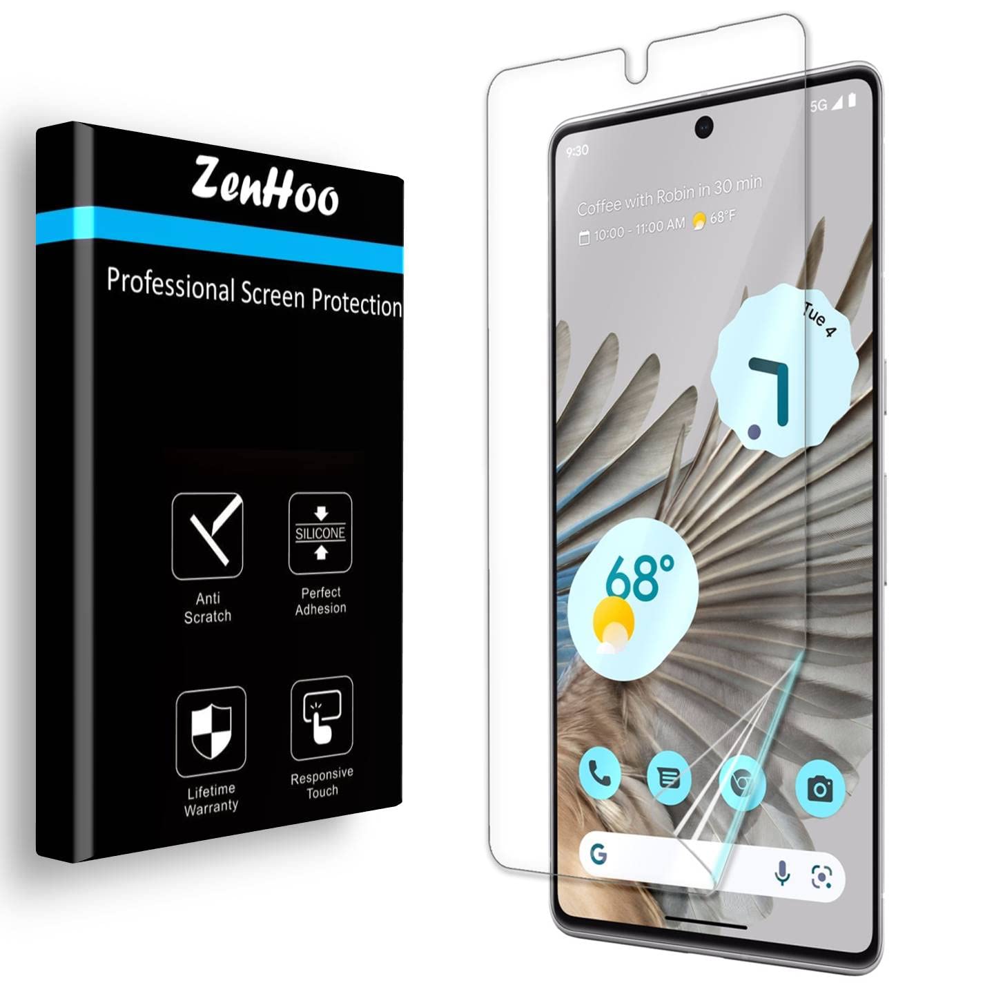 Photo 1 of ZenHoo [2-PACK] For Google Pixel 7 Pro (2022), Anti Blue Light [Eye Protection] Screen Protector, Flexible PET film, Anti Scratch
