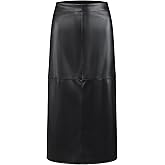 Hobemty Women's Faux Leather Skirt PU High Waist Business Casual Knee Length Skirts
