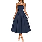 ZESICA Women's Summer Strapless Cocktail Dresses 2026 Elegant Off Shoulder Flowy A Line Wedding Guest Party Midi Dress