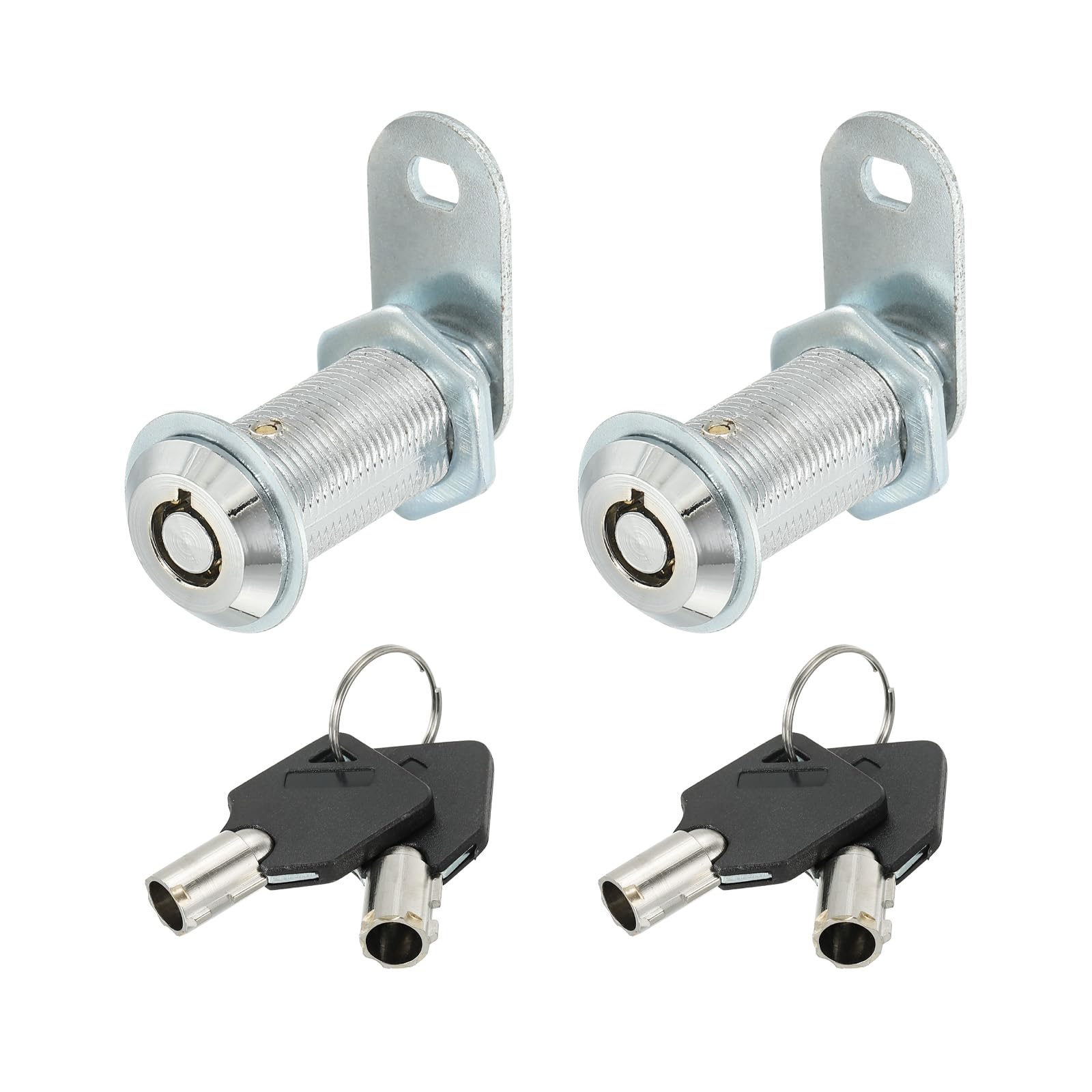 PATIKIL Cabinet Cam Lock with Key, 2 Pack 1-4/7"(40mm) Keyed Different Cam Lock Cylinder Zinc Alloy Chrome Drawer Locks Tubular Cam Removable Key for Drawer Cabinet Secure