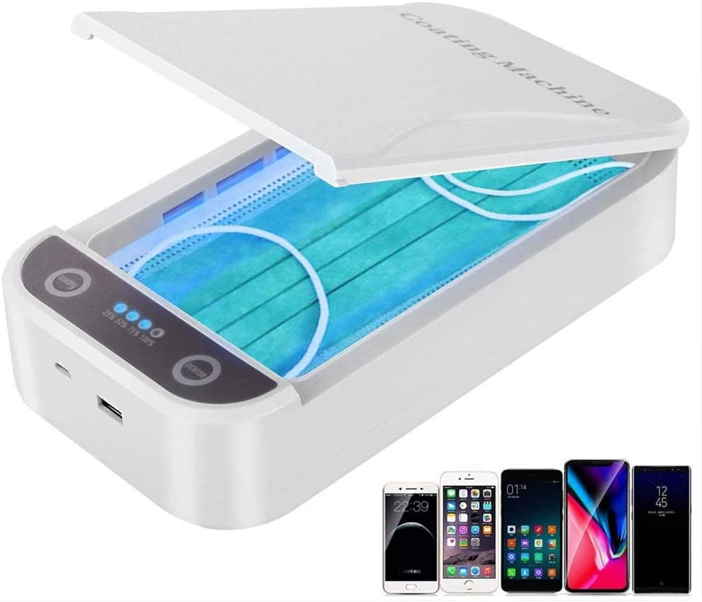 UV Cell Phone Sanitizer, Smartphone Sterilizer Box, Disinfecting Cleaner, USB Charging UV Light Sanitizer for Masks Phone AirPods Watch Jewelry Beauty Makeup Tools Watches (White- 1pc)