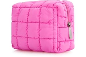 E-Tree Cute Makeup Bag,Quilted Cosmetic Bag,Make up Pouch for Purse,Toiletry Zipper Pouch,Checkered Bag,Travel Case,Storage P
