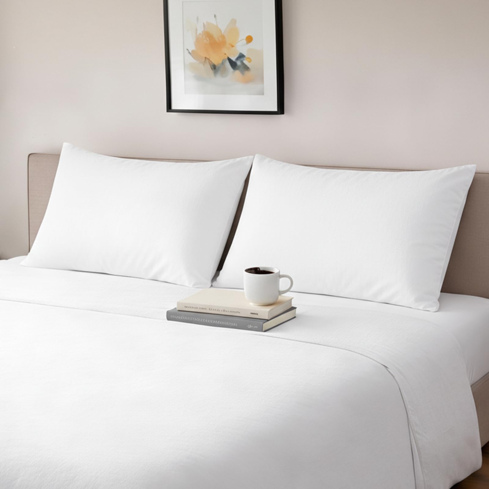 Pizuna Luxurious Cotton Housewife Pillowcases 2 Pack White 48x74cm, 800 Thread Count Long Staple Combed Cotton Pillow Cover, Crisp Sateen Weave Housewife Pillow Cases (Luxury Pillowcase 2 PC)