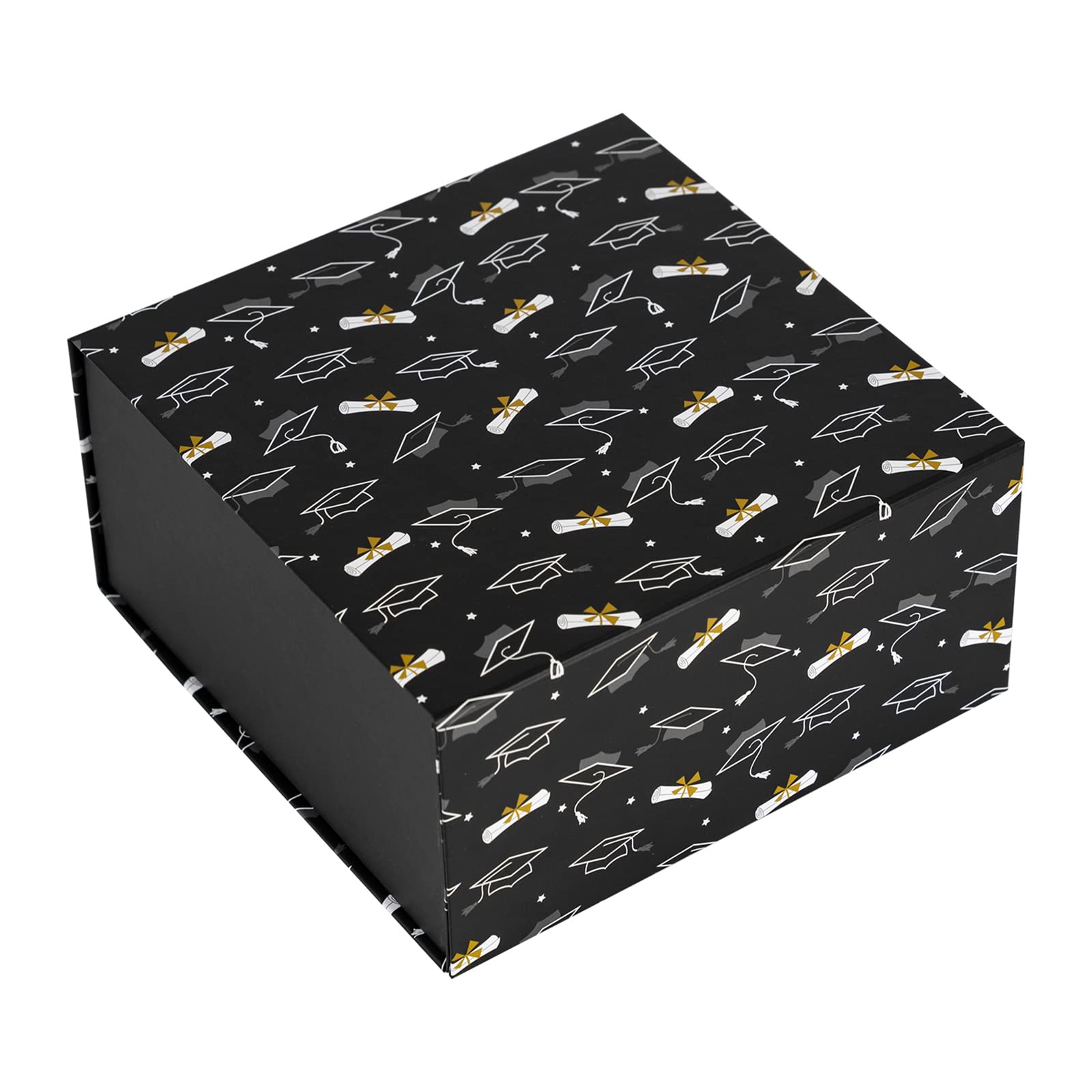 Photo 1 of WRAPAHOLIC Gift Box - 8x8x4 Inches, Trencher Cap Design, Magnetic Closure, 2 Pcs Tissue Paper, Graduation, Party, Celebration