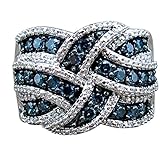 Sinwo Women Elegant Exquisite Diamond Cylindrical Rings Fine Ring Engagement Ring Gift (9, Blue)