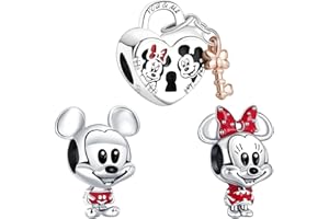 Doyafer 925 Sterling Silver Charms Iron Cool Man Golden Bear Cute Mouse Beads For Women Bracelets Necklace Gifts for Family and Friends 3 Piece/Package