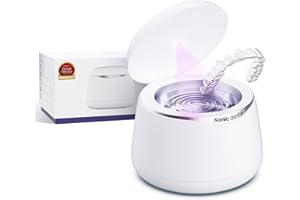 SONIC DENTAL Sonic Pro Dental Cleaning Pod, 43kHz Ultrasonic Retainer Cleaner Machine for Dentures, Mouth Guards, Braces, Toothbrush Heads, Jewelry & All Dental Appliances, FSA/HSA Eligible (Pearl White)