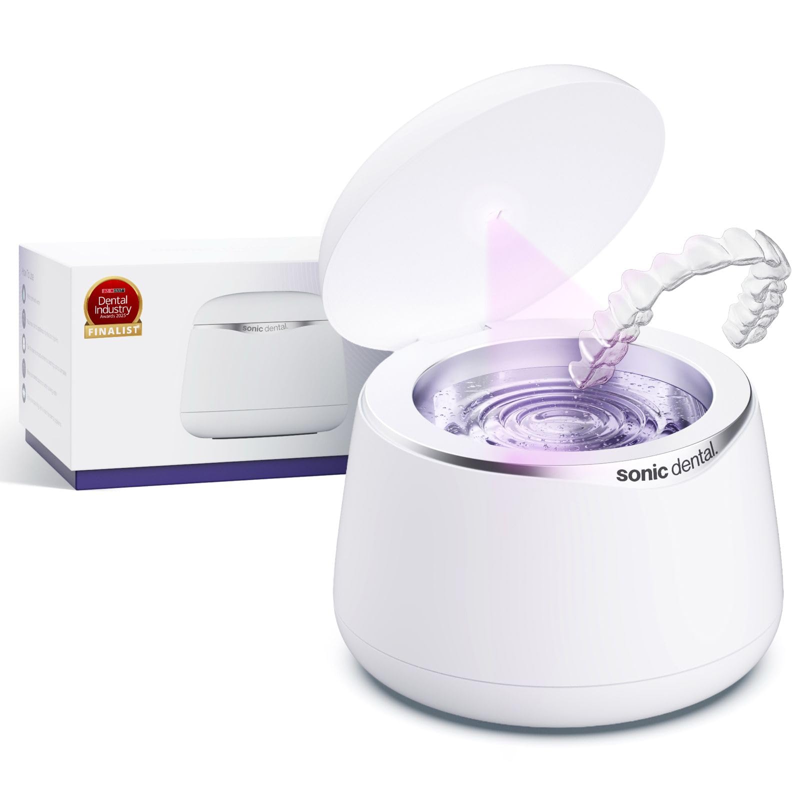 Photo 1 of Sonic Pro Dental Cleaning Pod, 43kHz Ultrasonic Retainer Cleaner Machine for Dentures, Mouth Guards, Braces, Toothbrush Heads, Jewelry & All Dental Appliances, FSA/HSA Eligible (Pearl White)