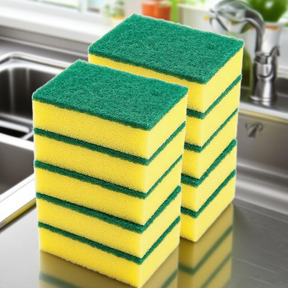 Photo 1 of 10 Pack Kitchen Cleaning Sponges, Dual Side Cleaning Dish Sponges for Home and Kitchen, Anti-Scratch Scrubbing Sponges