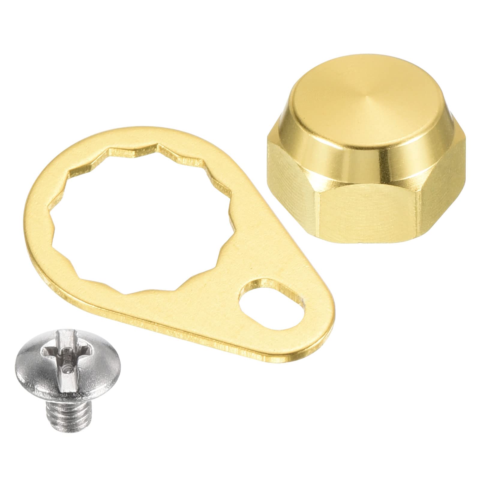 PATIKIL Fishing Reel Screw Nut Locking Plate, Left Handle Locking Caps Screw M7 Nut Replacement for DIY Fishing Accessories, Gold