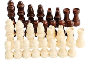 32 Pcs Wooden Chess Pieces Portable International Pieces Tournament Figures Hand Carved Wood Chessmen International Figures B