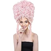 BC GOODS BY Women Beehive Wig – Elegant French Queen Style with Breathable Standard Cap – Perfect for Cosplay and Halloween, Flame-Retardant Synthetic Fiber, Pink