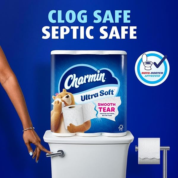 CHARMIN ULTRA SOFT TOILET PAPER, 6 MEGA ROLLS = 24 REGULAR ROLLS