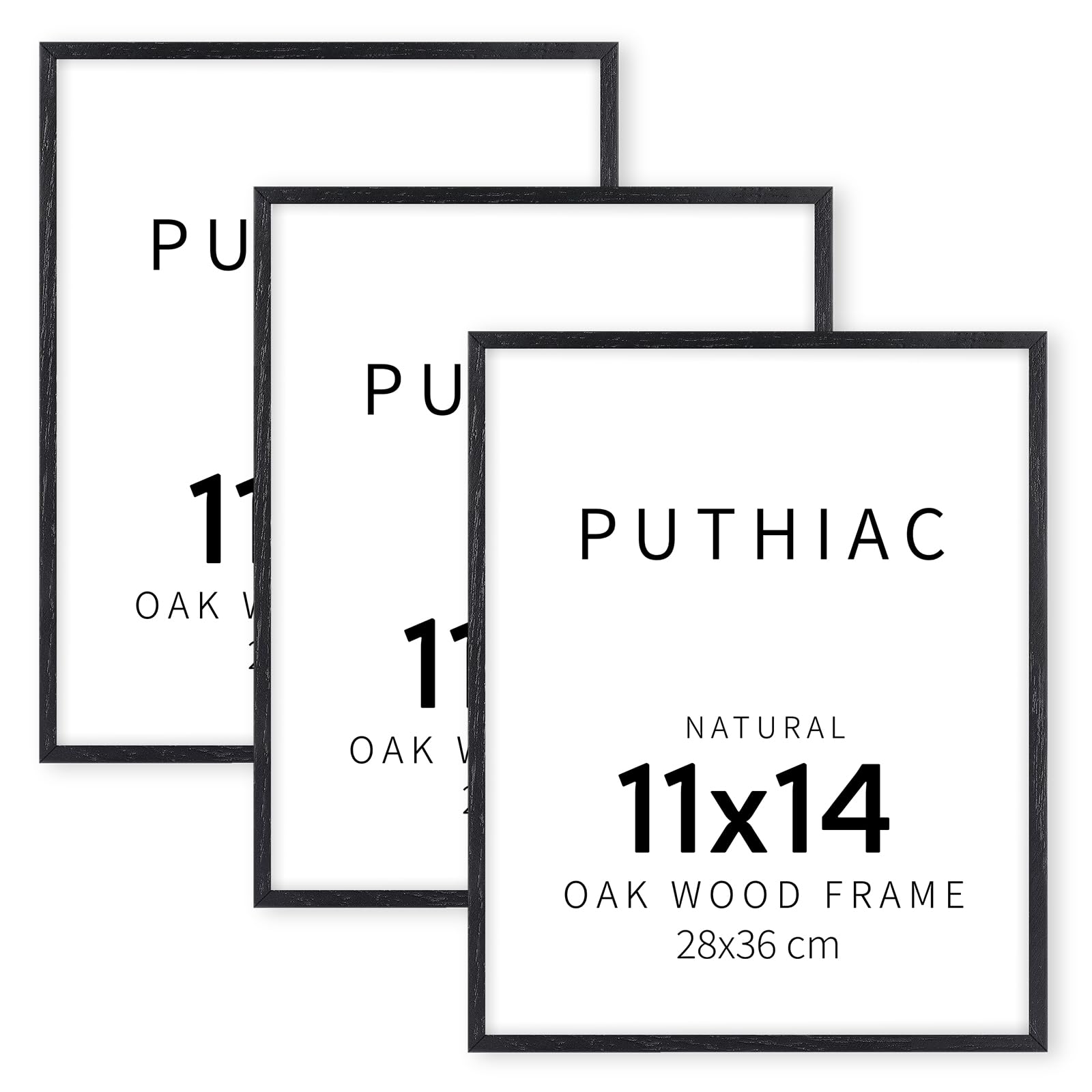 Photo 1 of puthiac Picture Frame, Black Oak Wood, 11 x 14 inches, 3 Pack - Minimalist Wall Art Decor, Picture and Prints