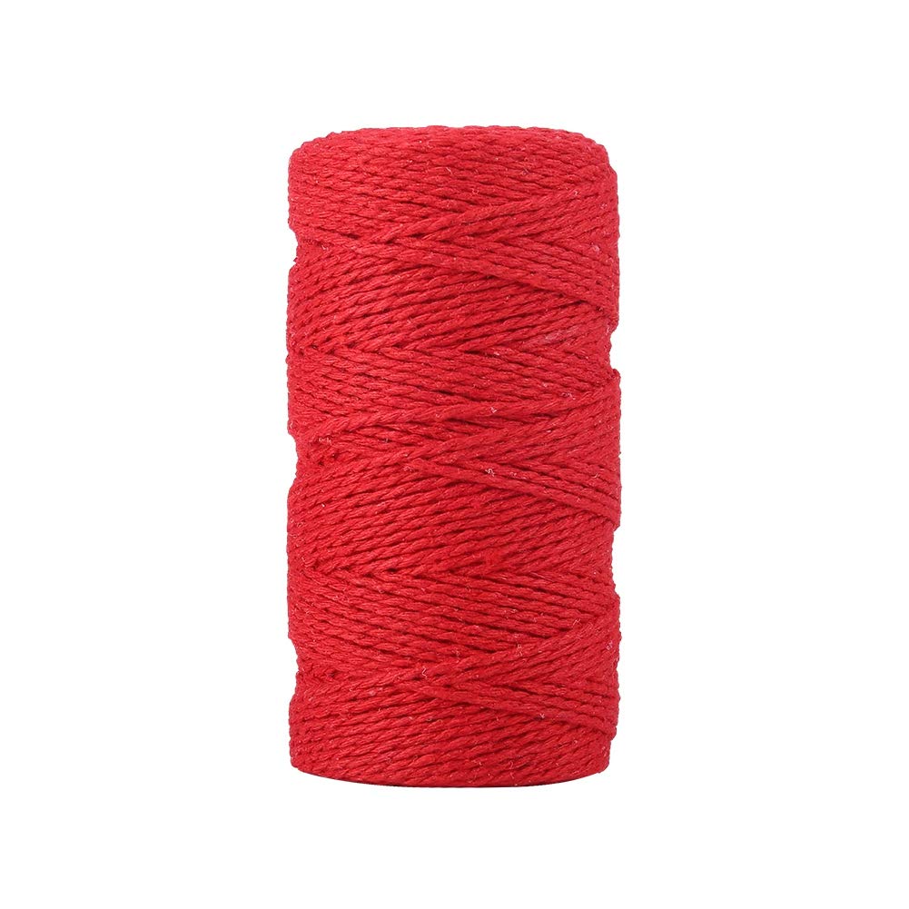 Upain Red Cotton Jute String - 2mm, 100m, Christmas Twine for Gift Wrapping, DIY Crafts, Gardening, Baking, Butchers