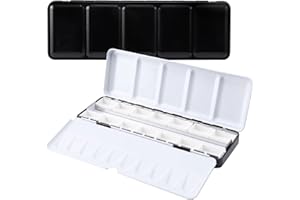 LOONENG Metal Watercolor Tray Palette with 14 Empty Full Pans for Plein Air, Acrylic and Oil Painting