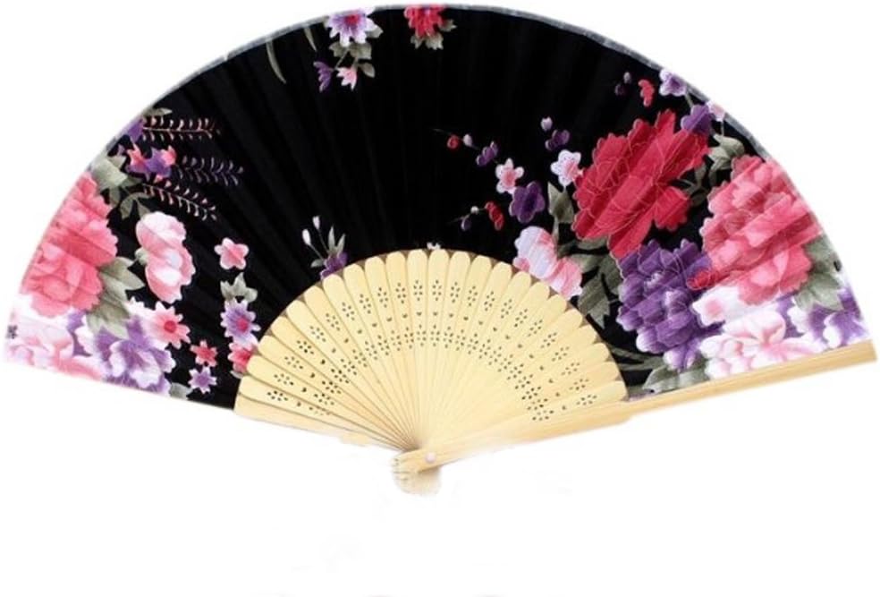 CRBFashion Flower Folding Hand Fan Dancing Wedding Party Decor Chinese Fans