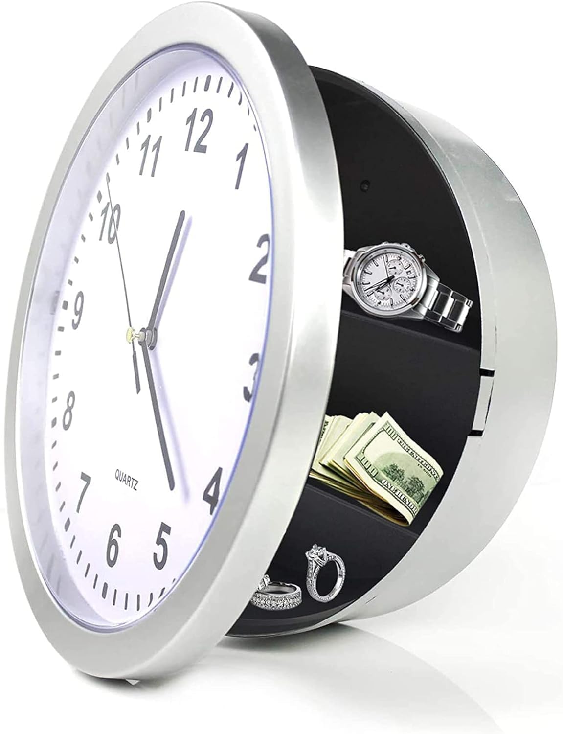 Wall Clock Hidden Safe Secret Safes Container Box for Money Stash Jewelry Valuables Cash Storage
