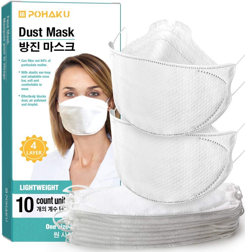 POHAKU Disposable Respirator with Elastic Ear Loop 4 Ply Breathable (10 PCS)