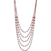 Xalroco Long Layered Necklace for Women Trendy Colorful Boho Chunky Crystal Beaded Jewelry Womens Dainty Statement Fashion Necklaces Costume Bead Strand Necklace