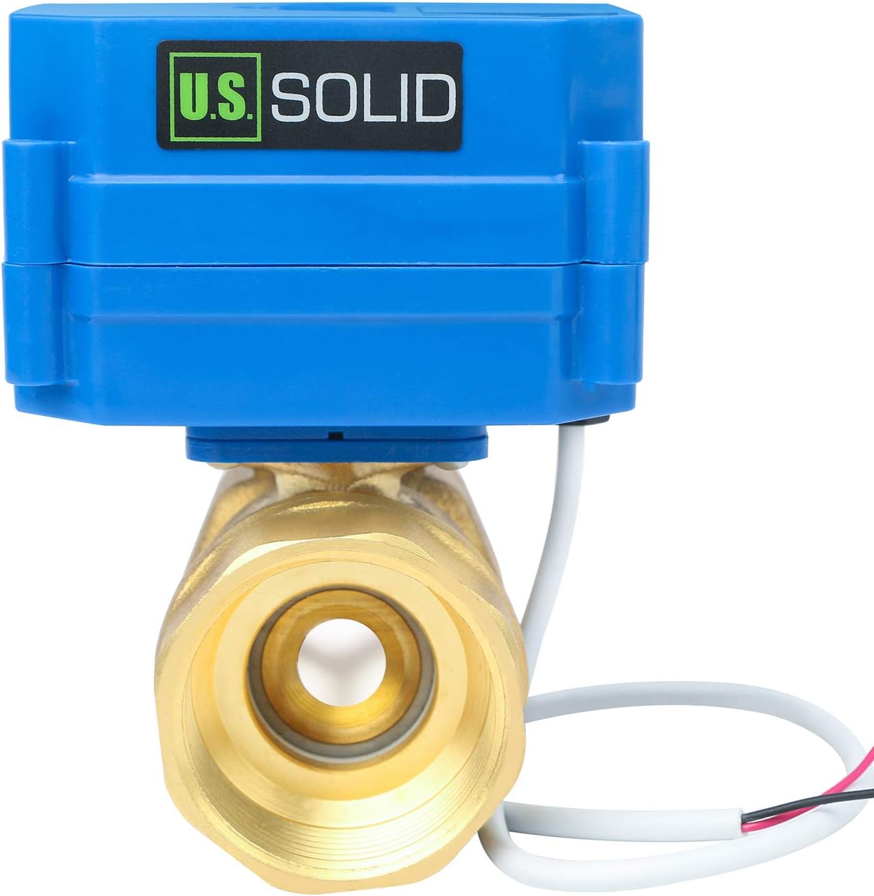 U.S. Solid 1 1/4" Brass Motorized Ball Valve 9-24V AC/DC DN32 Electrical Ball Valve, 2 Wire Auto Return Setup