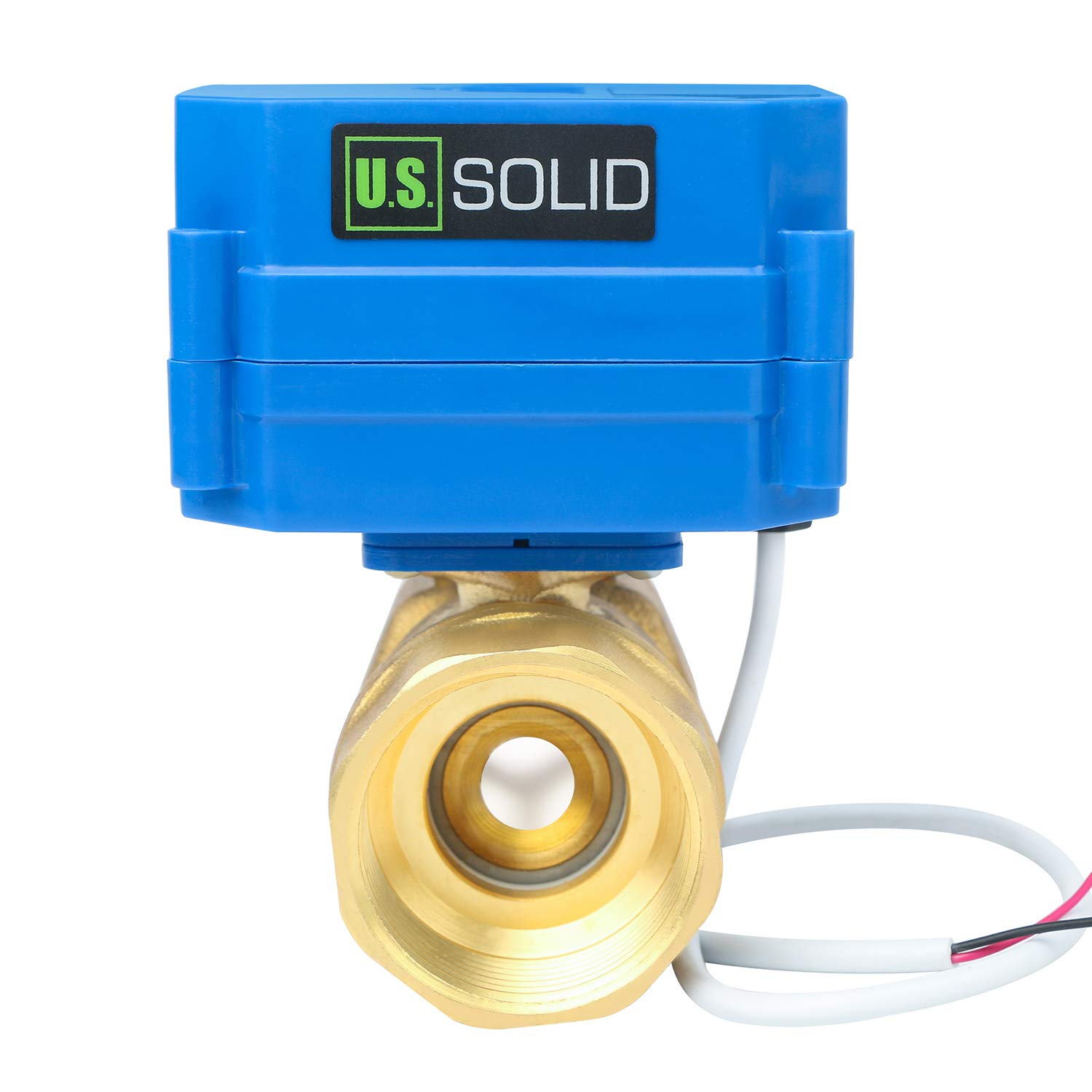 U.S. Solid 1 1/4" Brass Motorized Ball Valve 9-24V AC/DC DN32 Electrical Ball Valve, 2 Wire Auto Return Setup