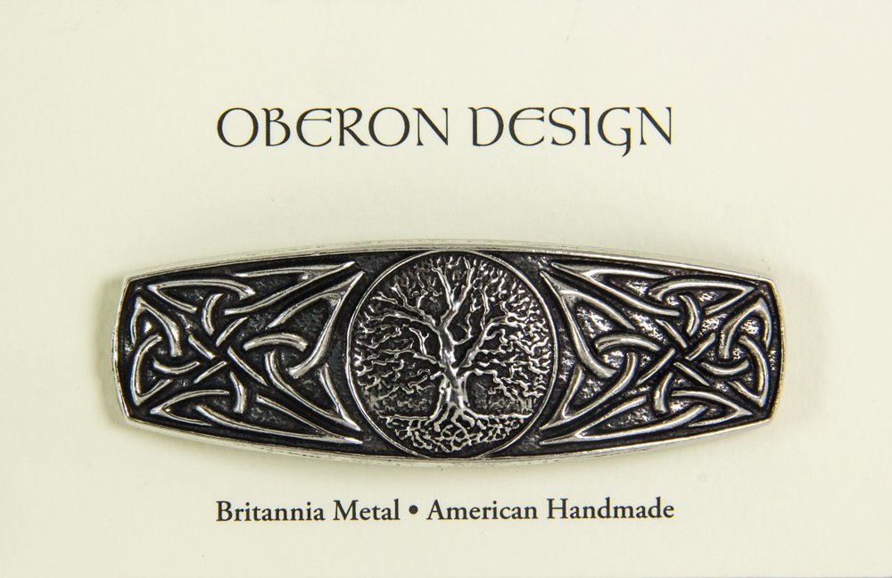World Tree Hair Clip, Medium Hand Crafted Metal Barrette Made in the USA with a 70mm Imported French Clip by Oberon Design : Beauty