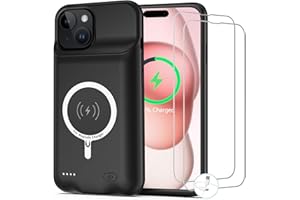 BOVSRT Battery Case for iPhone 15 Plus, [12000mAh] Enhanced Rechargeable Portable Qi Wireless Charger Case Battery Pack Support CarPlay Wireless Charging Case Compatible with iPhone 15 Plus (6.7 inch)-Black