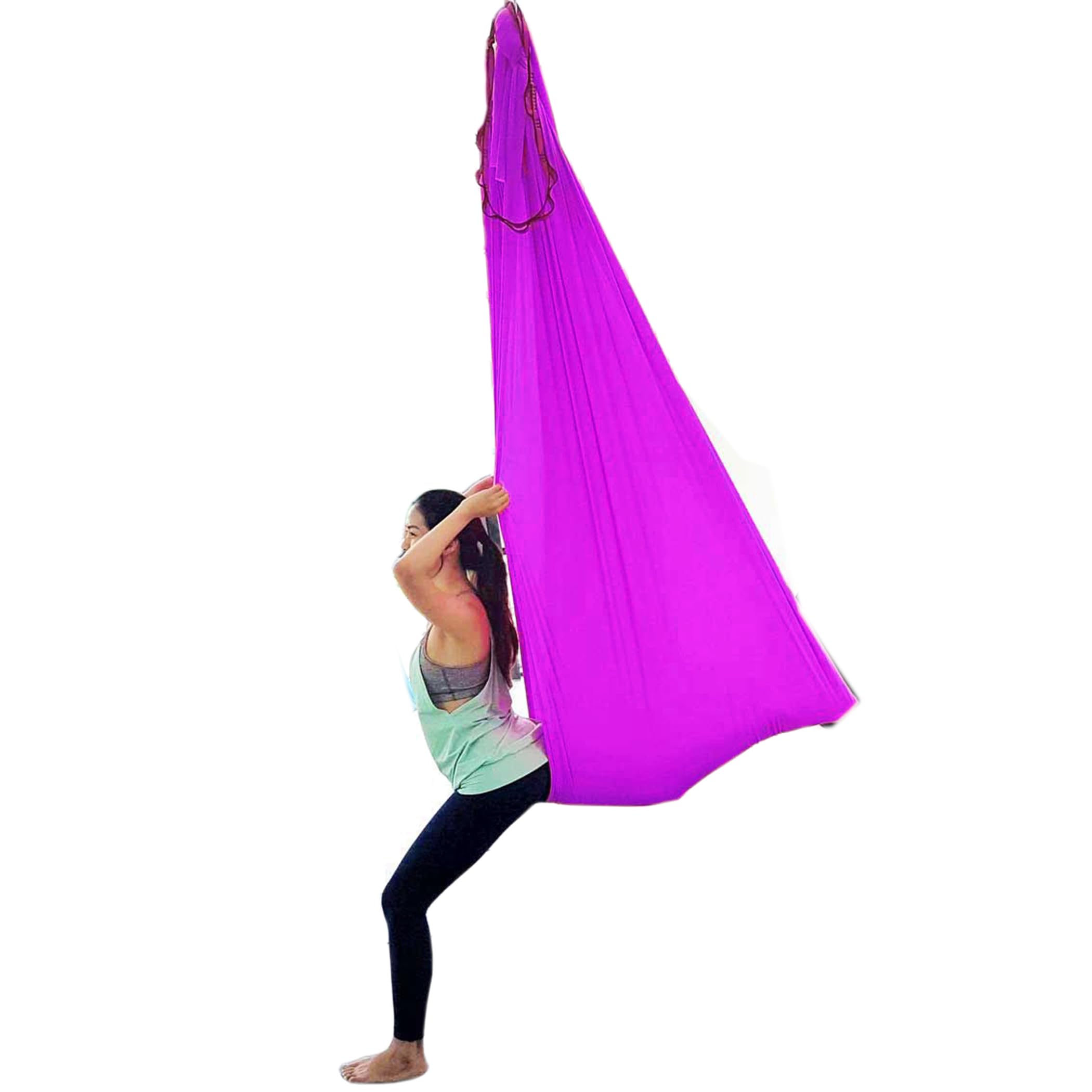 WELLSEM Deluxe L:5.5 Yards W:3 Yard Yoga Flying Swing Aerial Yoga Hammock Silk Fabric for Yoga Anti-gravity Pilates (Violet)