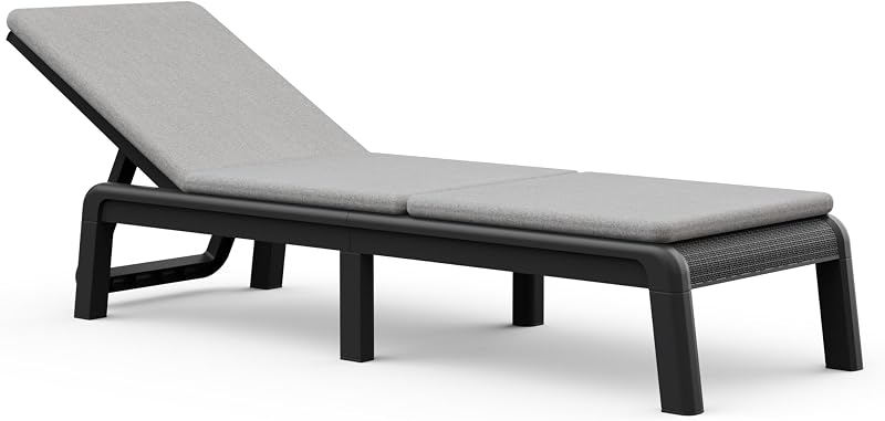 Espreguiçadeira de jardim dobrável Palma com almofada incluída, para terraços exteriores, pátios, jardins, 4 posições, cor de grafite