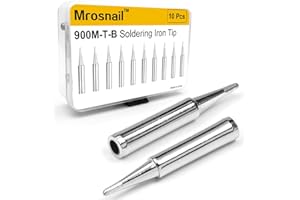MROSNAIL 10PCS 900M-T-B Soldering Iron Tips – Fine-Point Conical Tips for HAKKO 936, 937, 907, Aoyue, Yihua, Soldering Stations – 1.2mm General Purpose Tips for Precision PCB Repair and Electronics Soldering