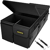 MIKKUPPA Trunk Organizer with Lid - 95L Collapsible Car Organizer, Black | Reinforced Board Resists Deformation, Sturdy Car Storage for SUV Sedan Truck Van, with Adjustable Straps and Non-Slip Bottom
