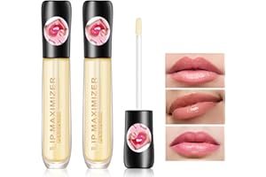 Fusang 2 Pcs Lip Plumper Lip Gloss,Lip Maximizer Balm Plumper Lip Plumping Serum,Heathly Lip Moisturizer Enhancer Hydrated Li