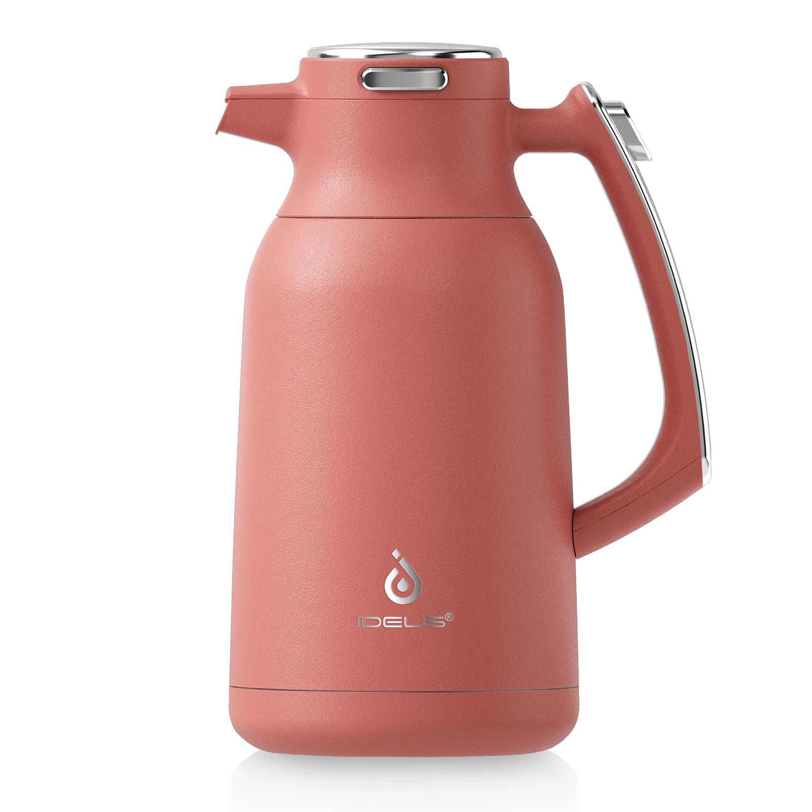 IDEUS Insulated Coffee Jug 2l, Double Wall Vacuum Stainless Steel Water Pitcher Milk Carafe Thermal Teapot Beverage Dispenser Thermo (Red, 2L)