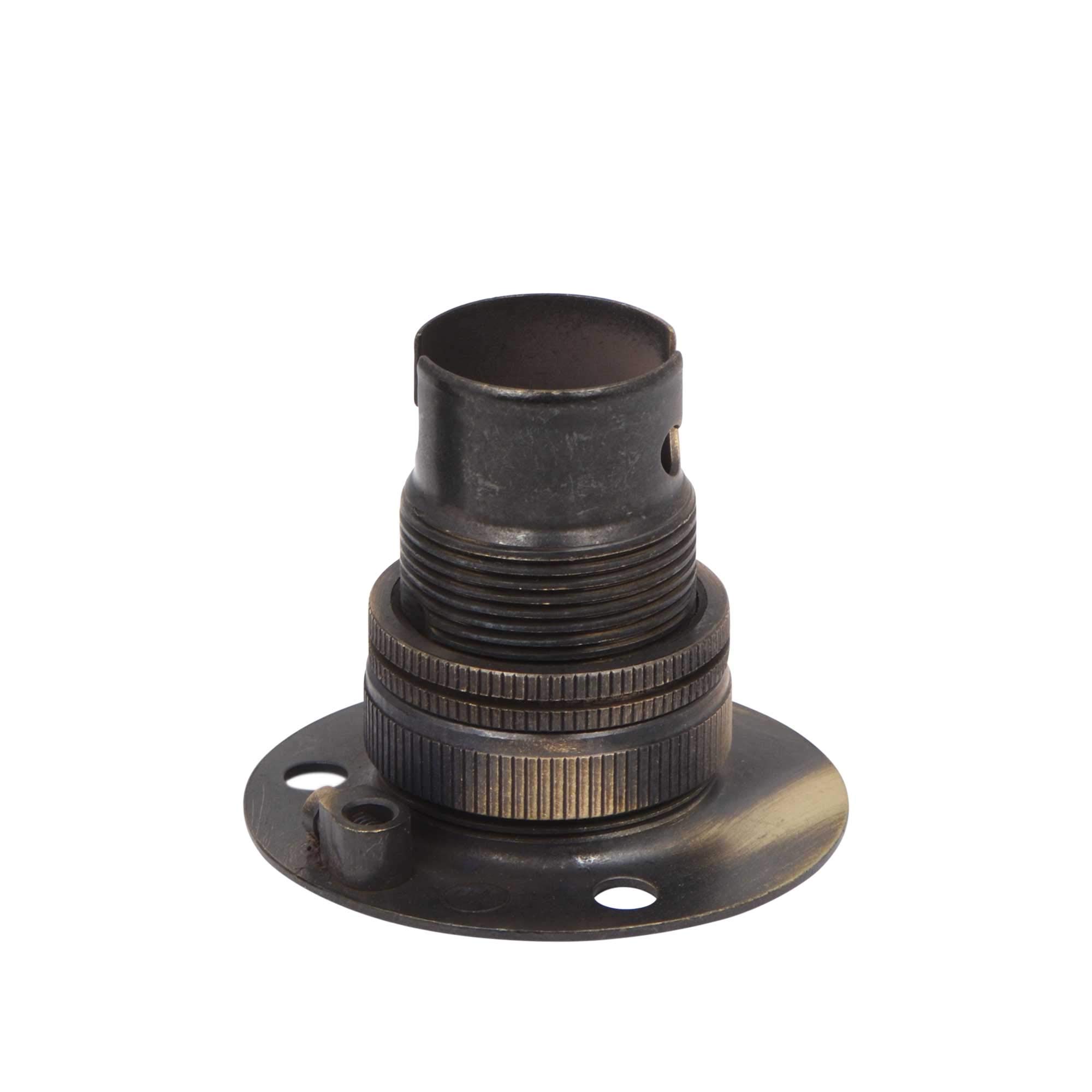 ElekTek B15 SBC Brushed Antique Brass Fixed Batten Miniature Lamp Bulb Holder Shade Ring - NOT SUITABLE for B22 Lamp/Light Bulbs - Made in UK