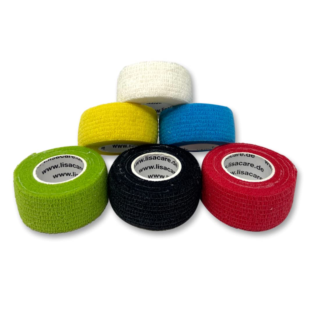 LisaCare® Plaster Bandage, Finger Plaster self-Adhesive - Without Adhesive & Elastic- Wound bandag, Fixation -Set of 6-2,5cm x 4,5m