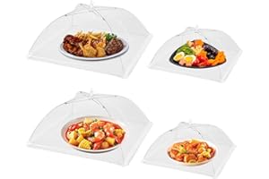 17 inches Mesh Food Cover Tent Umbrella, 4 Pack Reusable Collapsible Cake Domes Screen Tents Mesh Pop Up Nets for Outdoors, P
