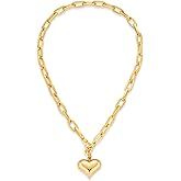 COORWEEL Heart Chunky Chain Necklace for Women Puffy Heart Charm Pendant Necklaces Holiday Fashion Jewelry