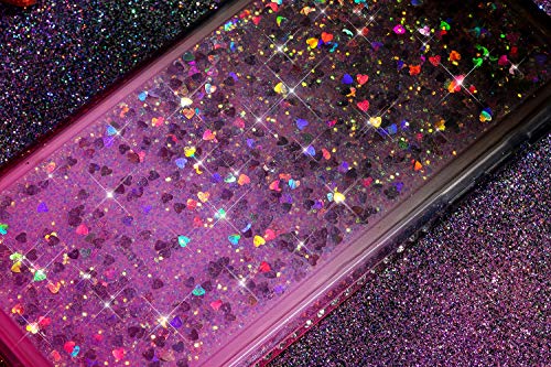 Case for Galaxy A7 2018/A750,Girls Women Flowing Floating Liquid Quicksand Bling Glitter Sparkle Rhinestone Diamond Bumper Soft Gradient Color TPU Case Cover for Galaxy A7 2018 Bling Case,Black Pink