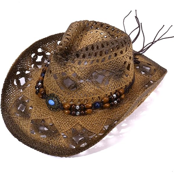 Didaey 2 Pcs Woven Straw Cowboy Hat for Women Wide Brim  display picture 1