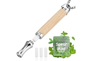 LAMKHOO Breathing Necklace to Quit Smoking and Vaping with Refillable Mint Pods Stop Smoking Aids Fidget Necklace for Anxiety Relief Smokeless Inhaler for Adults (Maple)