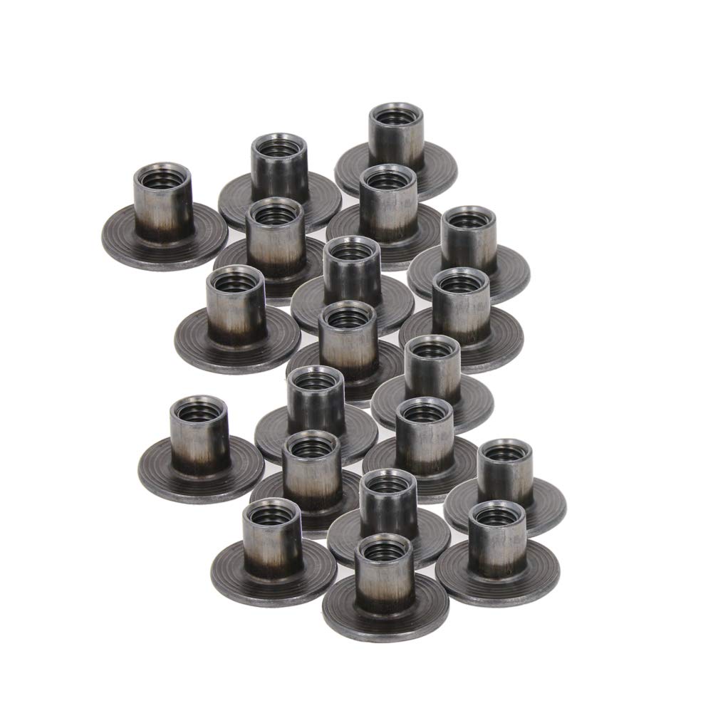 MroMax M6 10mm 30pcs Flat Head Cap nut Brad Hole Tee Nut Carbon Steel Round Base Screw-in T-Nut