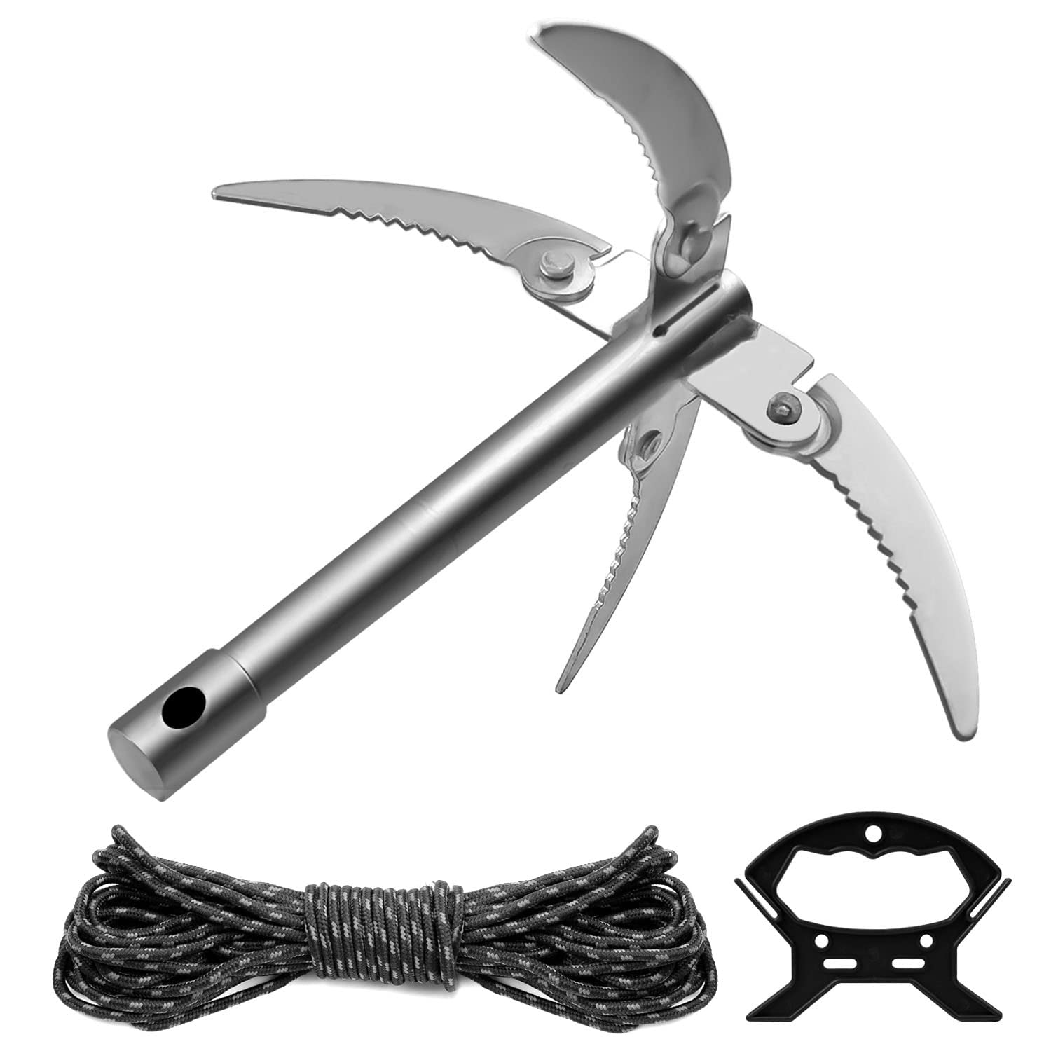 AMONENZ Jet Ski Anchor, Four Claws Boat Anchor, with 10m Rope and Rope Handle, Non-Slip Sawtooth Foldable, Boat Anchor Suitable for Kayaks, Jet Skis, Surf Paddle Boards