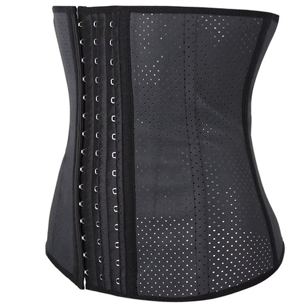 Black Latex Underbust Steel Boned Waist Trainer Cincher Body Shaper for Women Weight Loss, Mesh Black, S(Fit Waist 25\