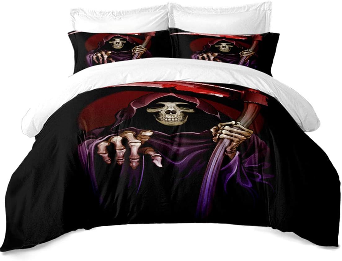 JARSON Classic Grim Reaper Bedding Set Full Size,3Piece