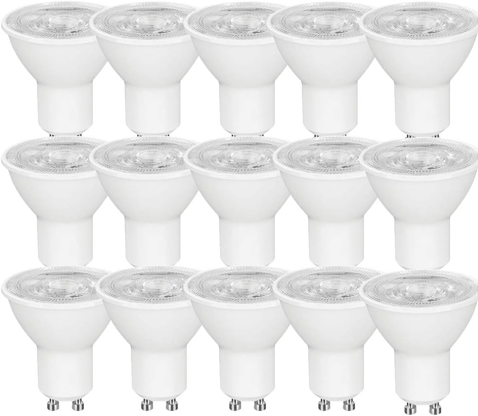 OUGEER Pack of 15 GU10 LED 6W 600 Lumens GU10 60W Halogen Equivalent Replacement Cool White 6000K,120° Beam Angle AC 220-240V NOT Dimmable GU10 Spot Light Bulb