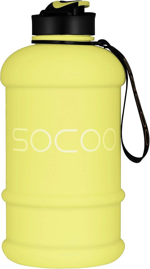 Socoo Wasserflasche Sport 1 3l 77oz Flasche Bpa Frei Wasserflasche Sportflasche Schule Plastikwasserflasche Kinderwasserflasche Gelb Amazon De Sport Freizeit