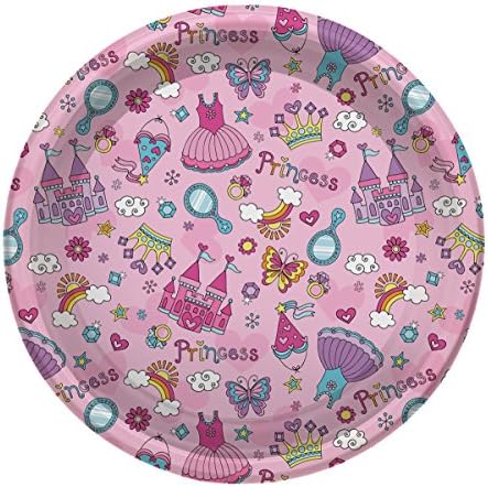 Plastic plates Princess design - 23 cm - 4 units