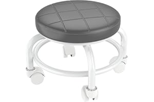 NiHome Universal Wheel Rolling Stool, Low Roller Seat with Reinforced 360° Swivel Wheels & Thick Metal Frame, 360° Movement Comfortable Ergonomic Cushion Seating, Quick Two-Step Assembly (Gray)