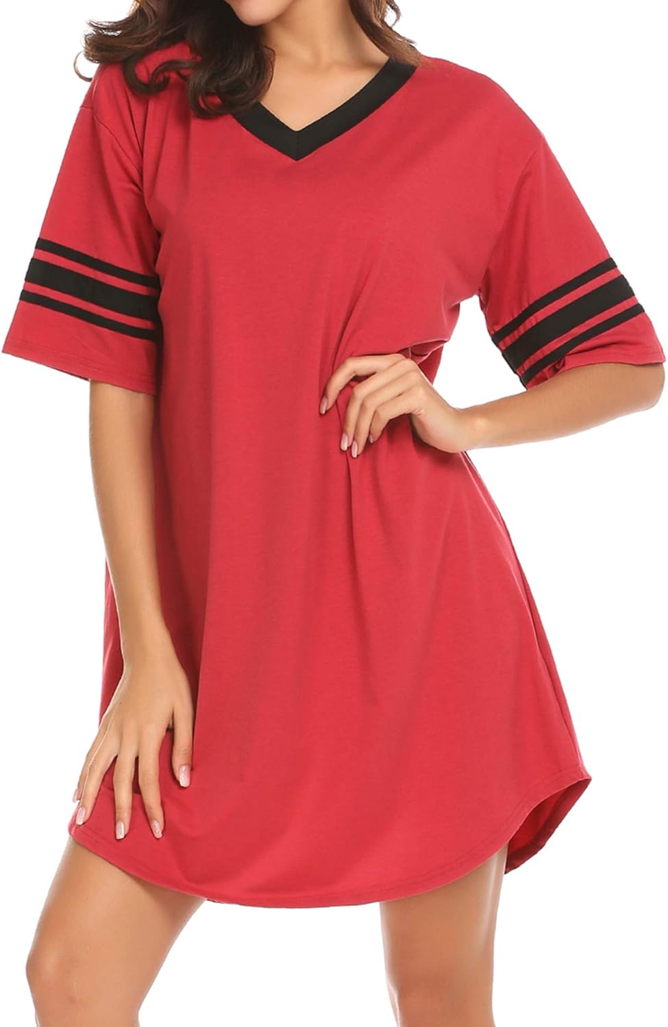 Ekouaer Women's Nightgown, Cotton Novelty Sleepshirts V Neck Short Sleeve Sleep Shirt Loose Comfy Pajama Sleepwear S-XXL at  Women’s Clothing store